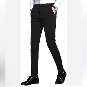 Plaid & Plain Men's Black Slim Fit Pants Size 28x30
